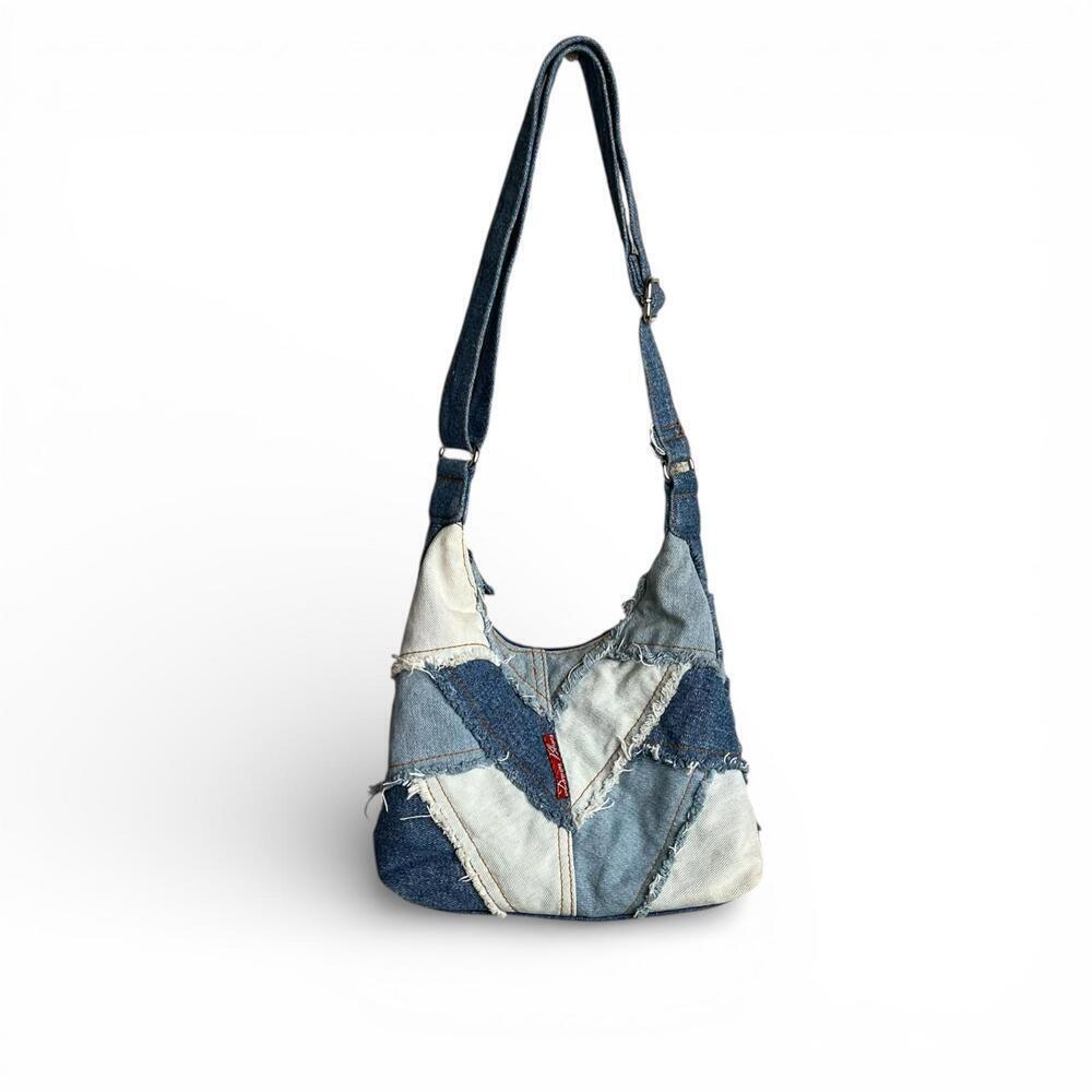 Vintage Y2K Patchwork Denim Shoulder Bag